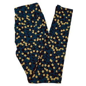 LuLaRoe Black Blue Yellow S Design Circles Squiggles NEW Leggings One Size OS